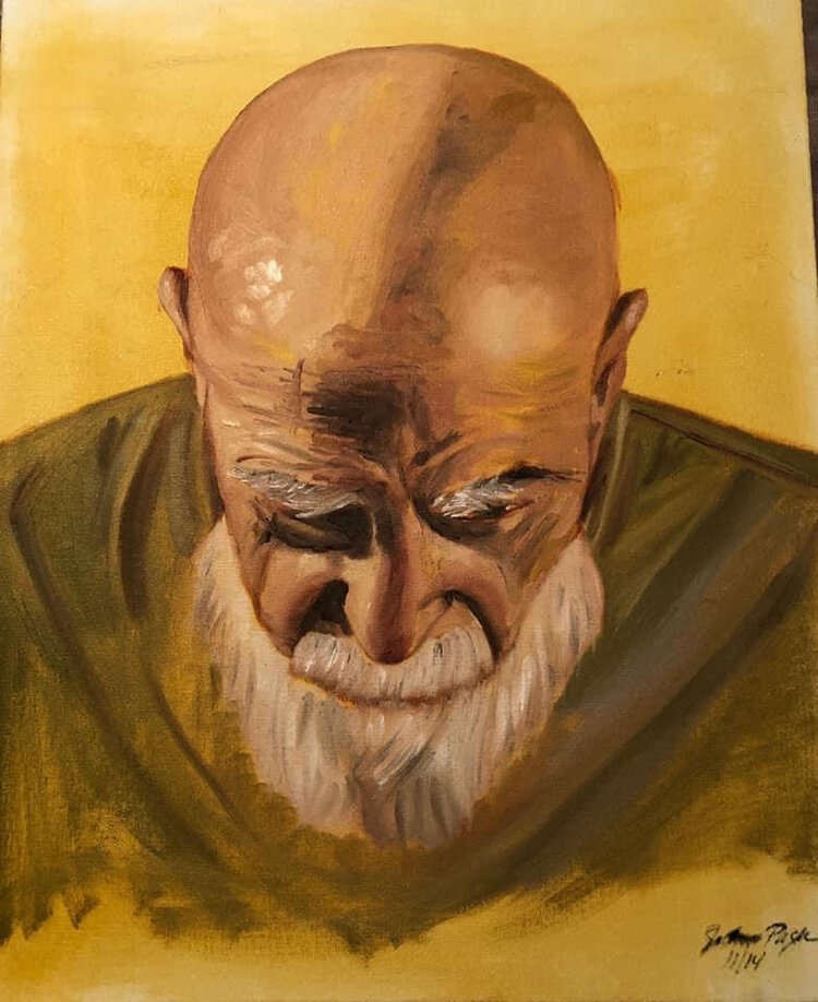 man with beard portrait painting